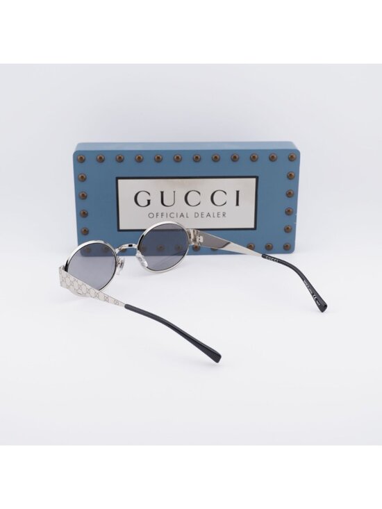 Gucci GG1854S 002 Oval Sunglasses – Silver / Grey main image 4